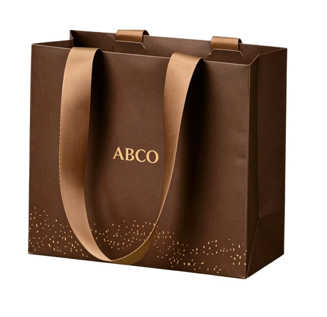 Custom Logo Paper Gift Bags Ribbon Handle Boutique Packaging