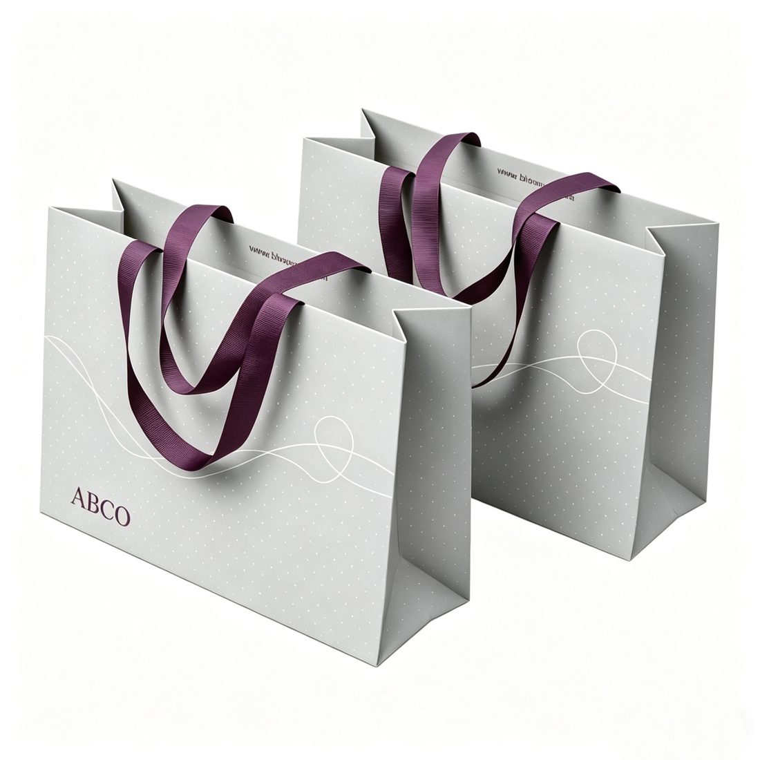 Custom Printed Paper Shopping Bags Ribbon Handle Gift Packaging