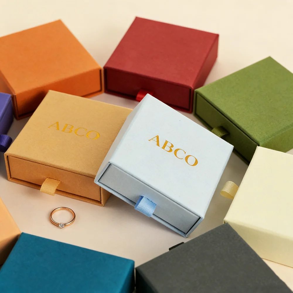 Custom Logo Recycled Paperboard Magnetic Closure Sponge Lining Drawer Jewelry