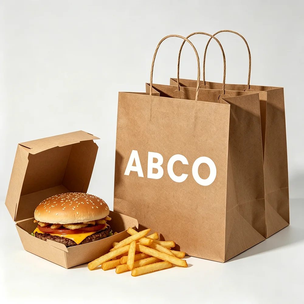 Custom Recycled Kraft Brown Paper Carry Bread Bakery Packing White