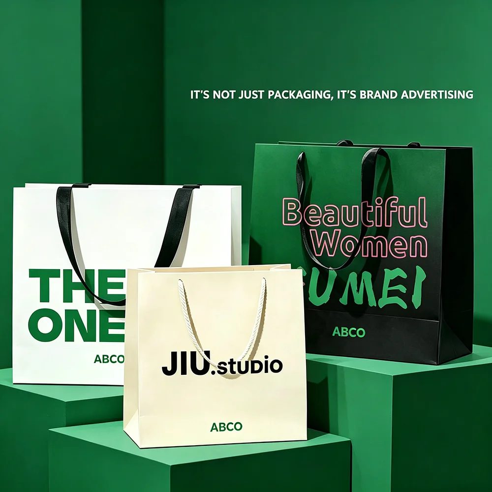 Compostable Heavy-duty Reusable Paperboard Shopping Bag With Gift Craft Packaging