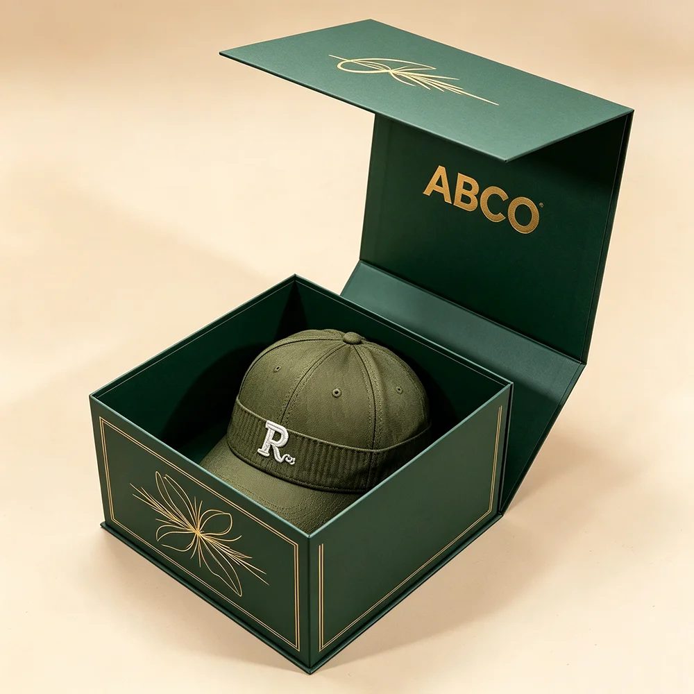 Custom Black Magnetic UV With Handle Packaging Cap Shipping Box