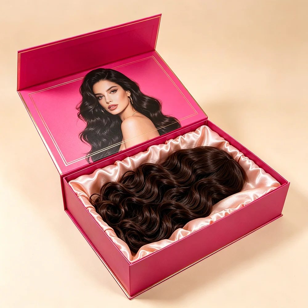 Custom Matte Pink Wig Eyelash Packaging Box