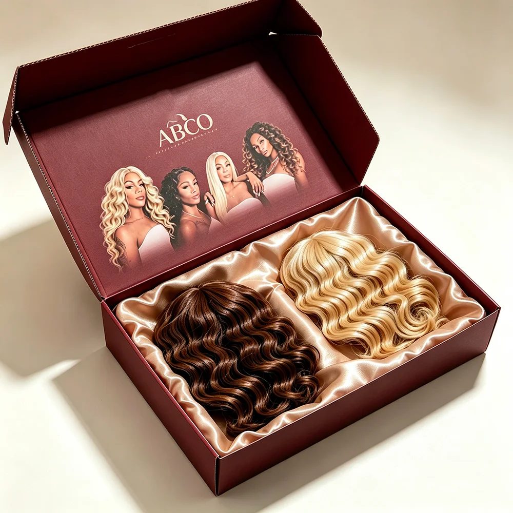 Custom Wig Box With Handle Embossing Four Color Printing Kraft