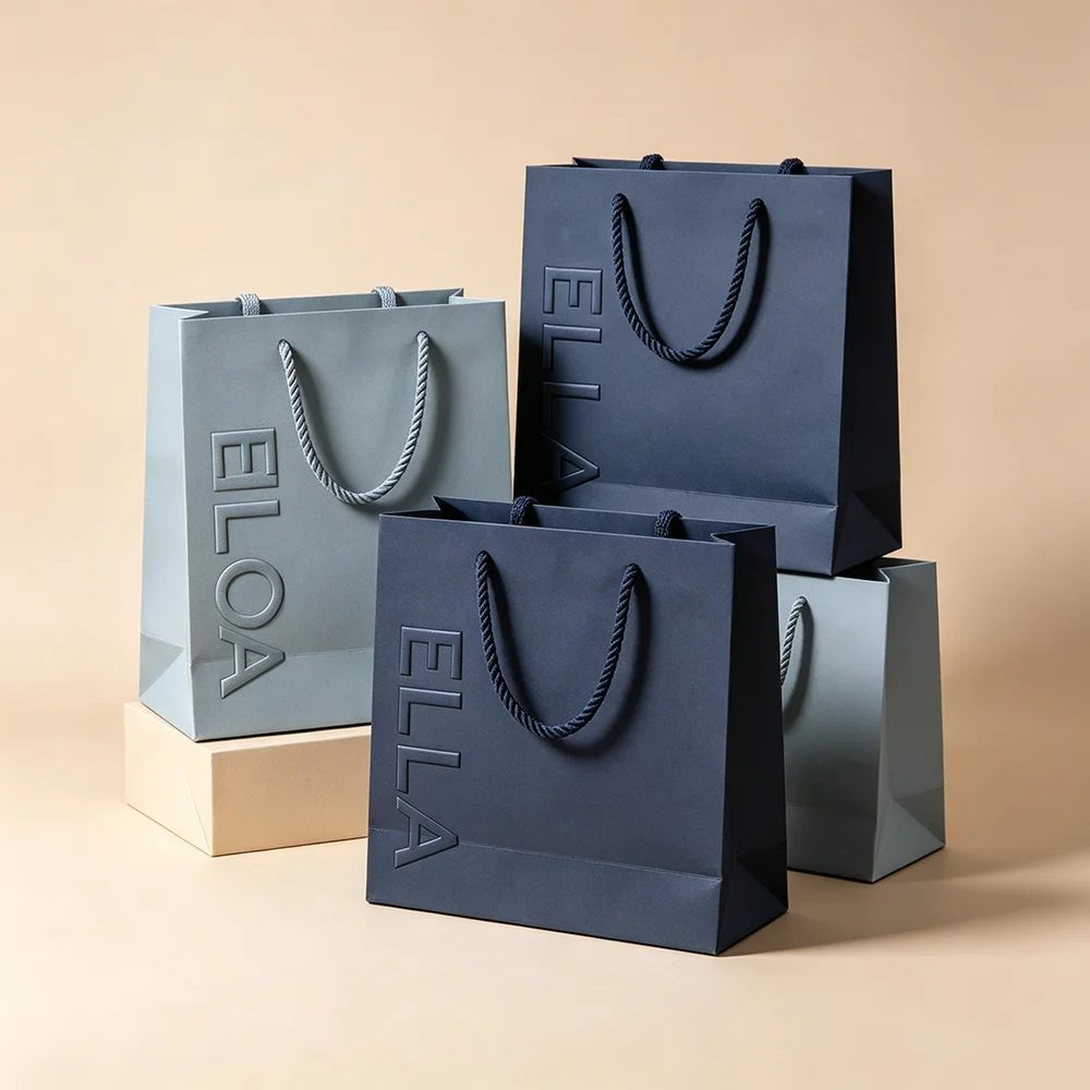 Luxury Recycled Paper Ribbon Handle Gift Bags