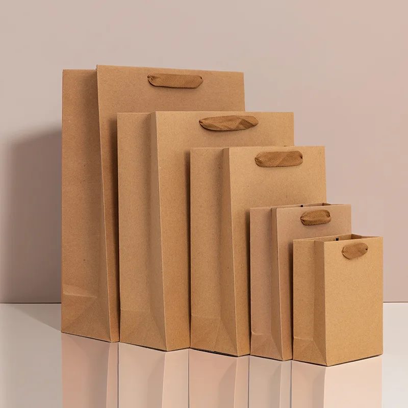 Custom Kraft Paper Gift Bags Folding Shopping Pouches Packaging