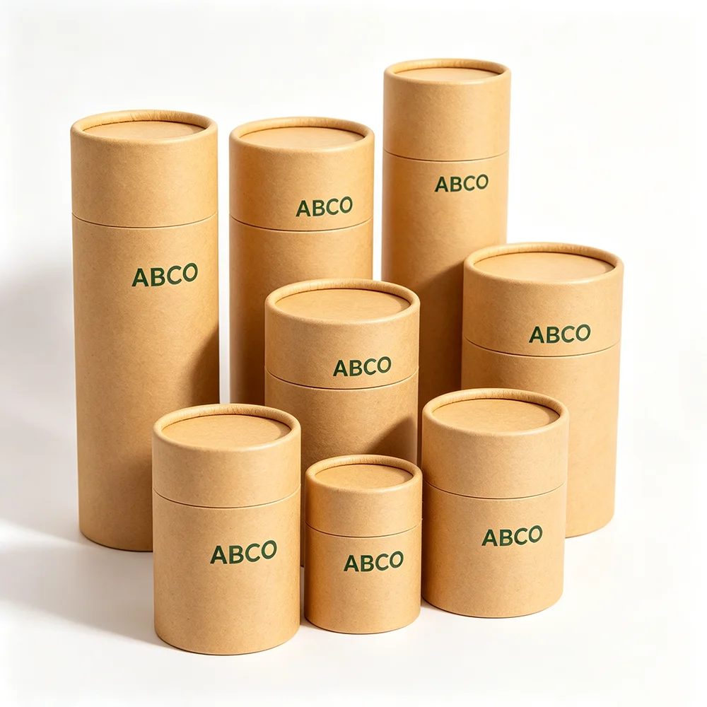 Custom Kraft Brown Round Tube Paper Cylinder Gift Box
