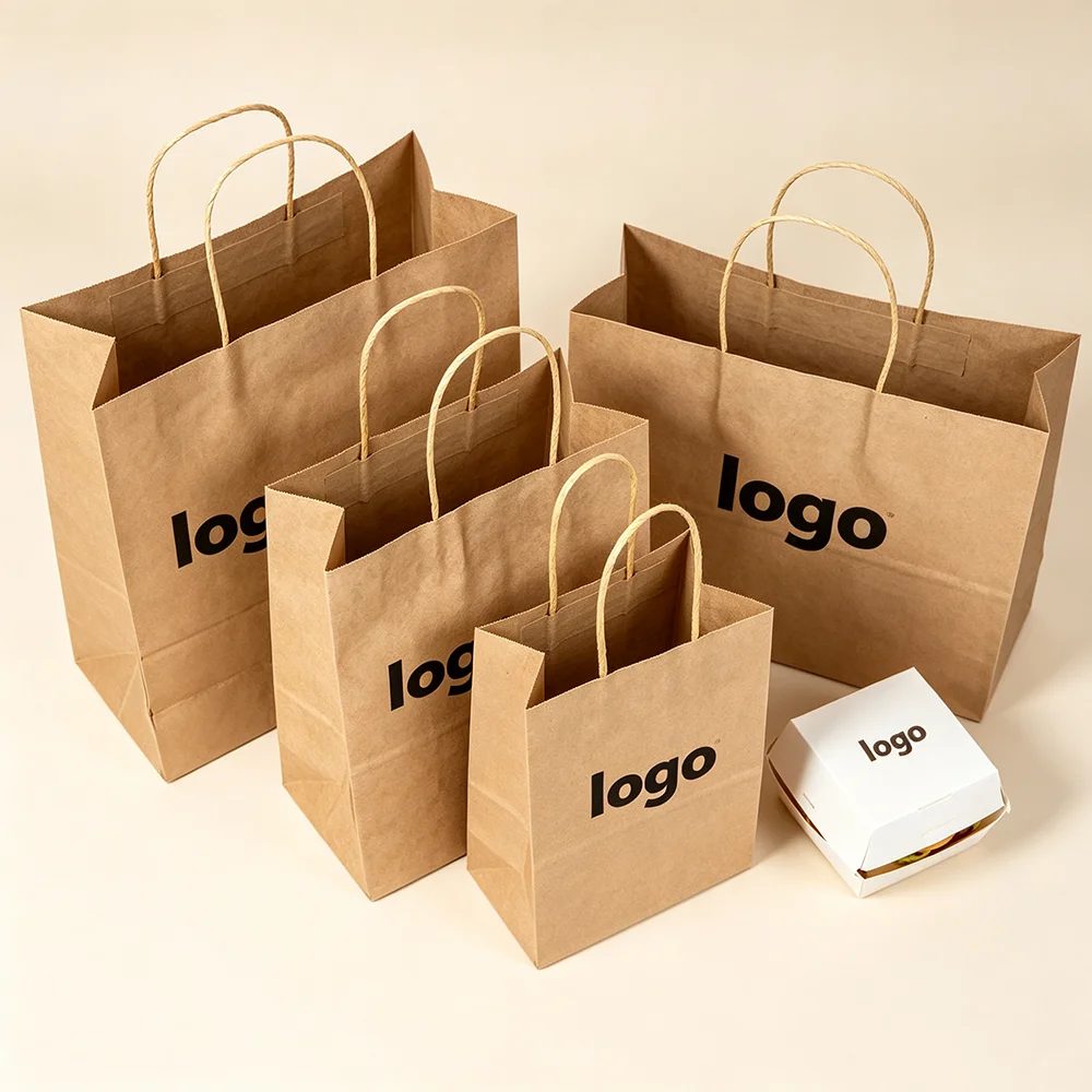 Custom Printed Logo Recycled Materials Luxury Flat Handle Bag