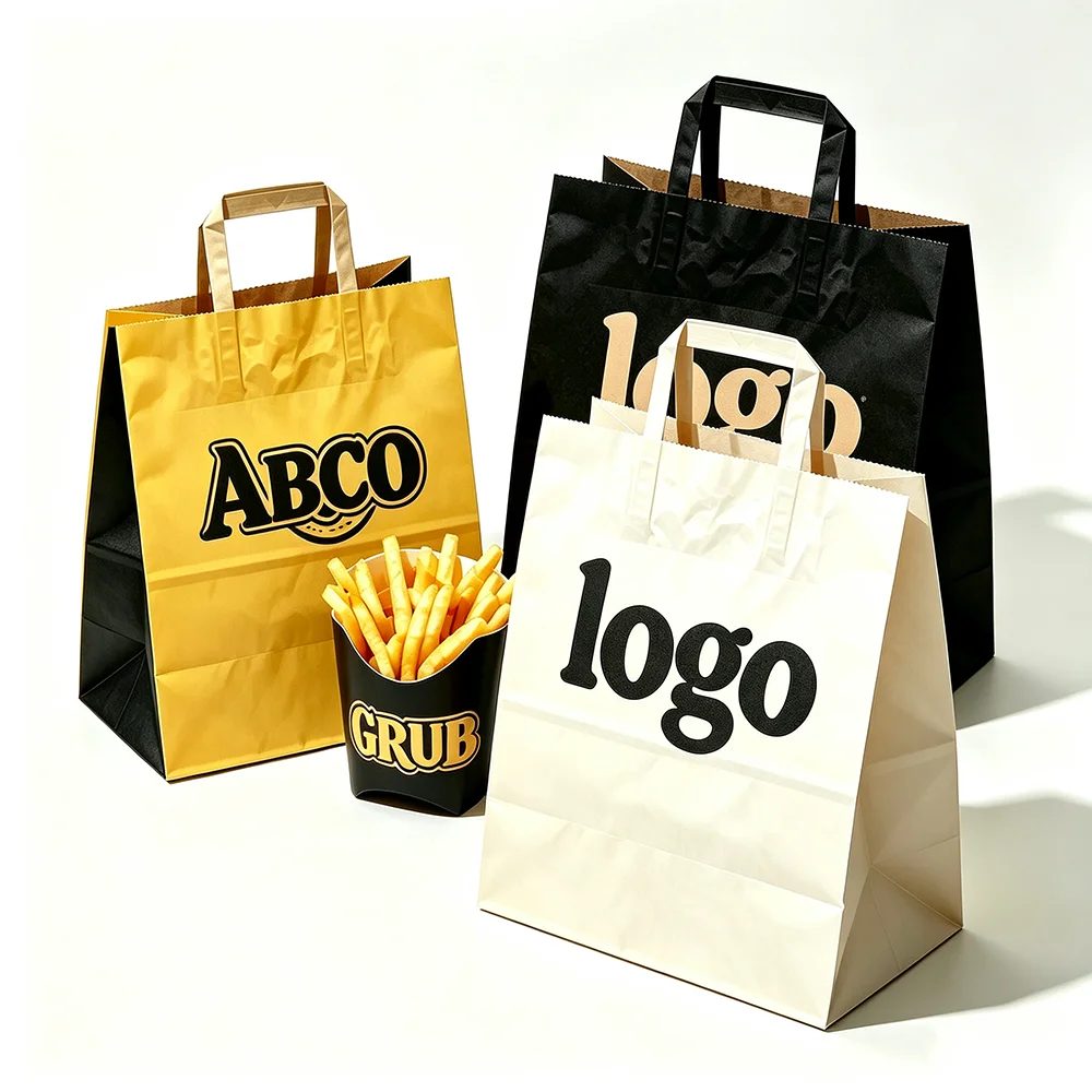 Custom Printed Logo Disposable Kraft Paper Bread Bags