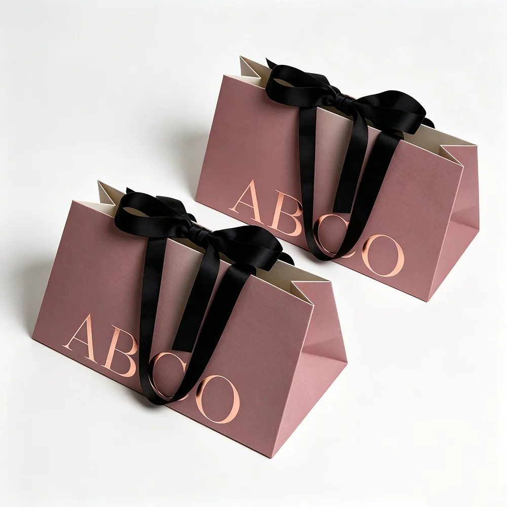 Recycled Luxury Cream Pink Kraft Paper Shopping Bag