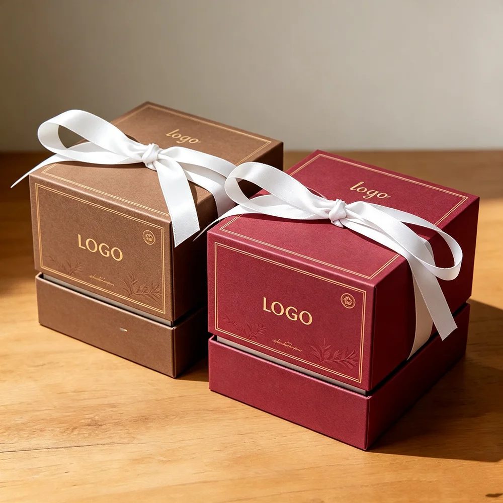 Luxury Custom Logo Printed Square Rigid Top And Bottom Gift
