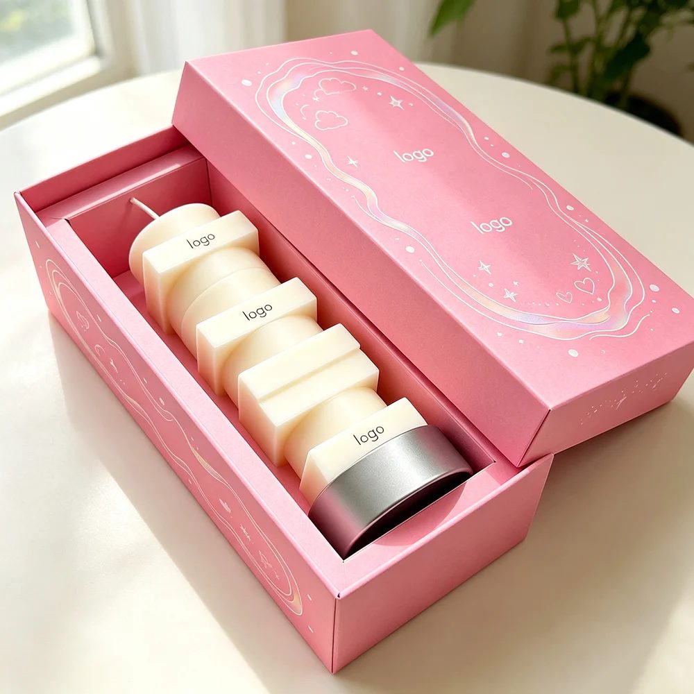 Luxury Custom Design Logo Printed Rigid Top And Bottom Candle