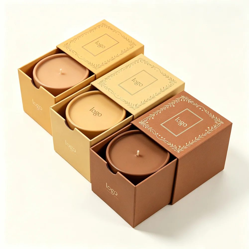 Custom Logo Matte 2 Piece Square Paper Cardboard Rigid Candle