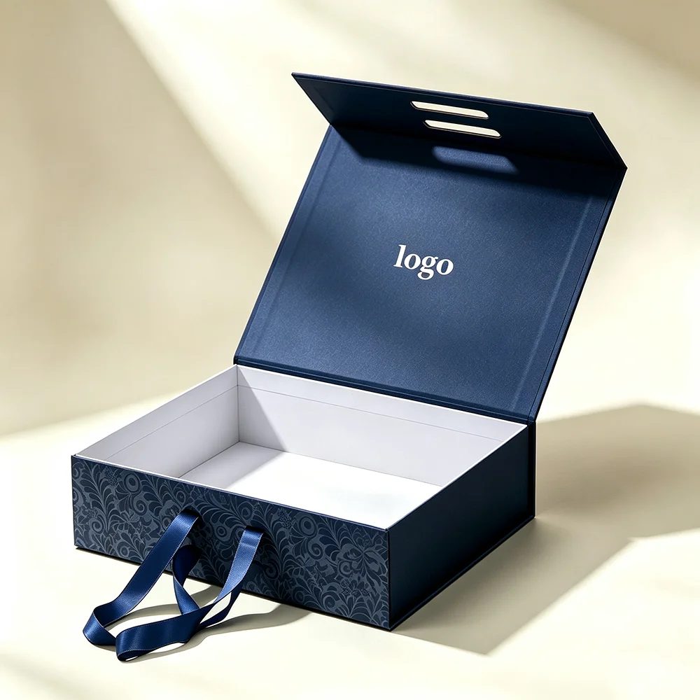 Luxury Custom Logo Black Rigid Box Grey Board Embossing Packaging