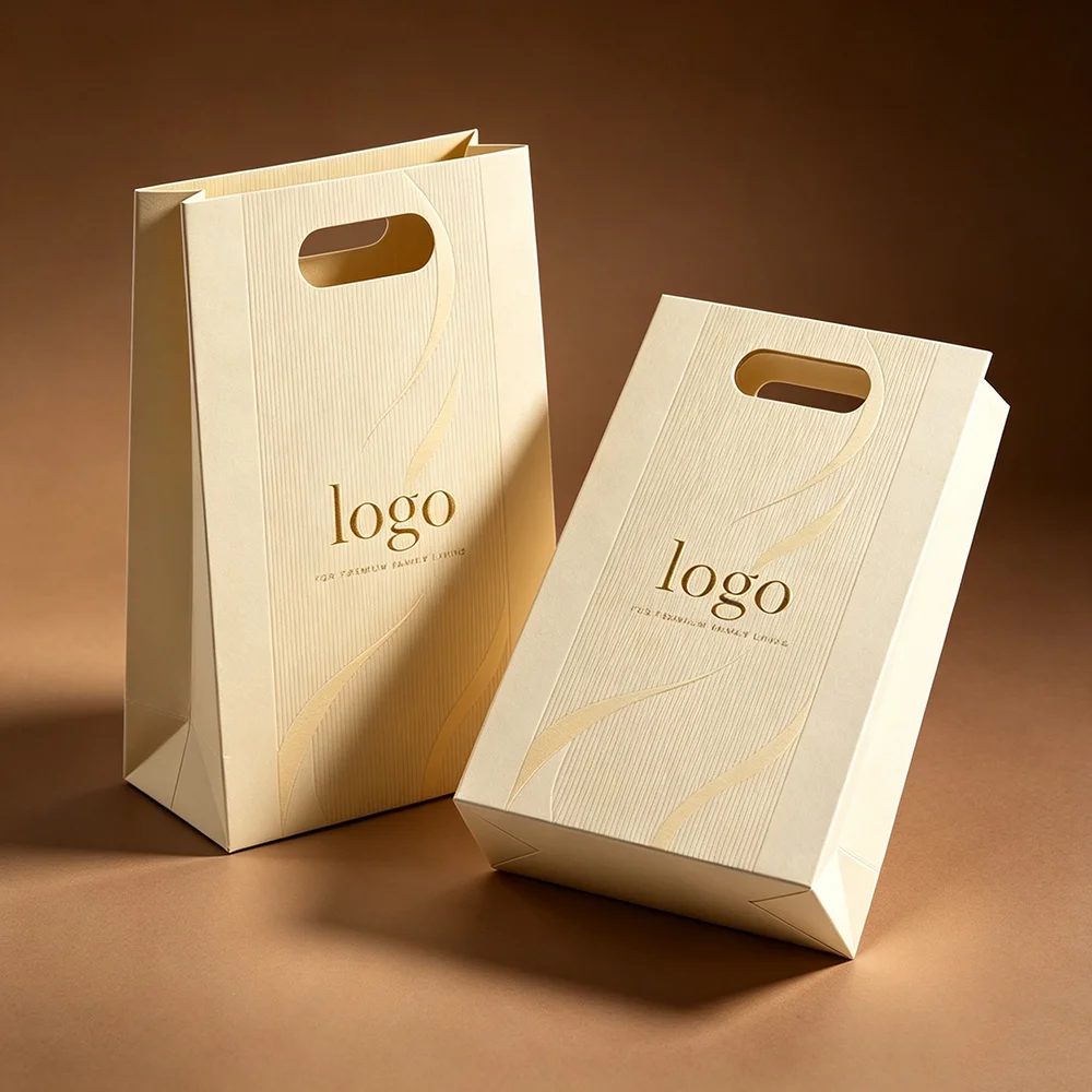 Custom White Kraft Paper Gift Paper Shopping Bag