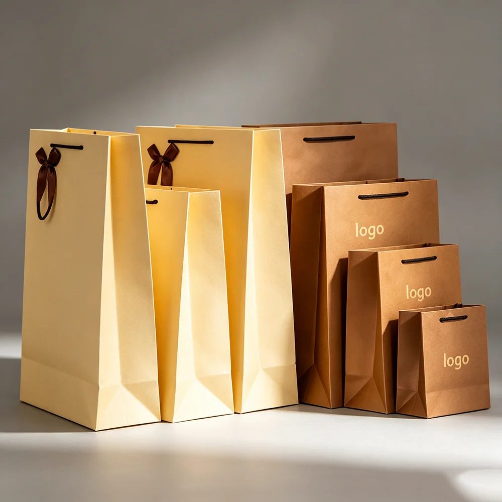 Custom Luxury White And Black Kraft Paper Gift Bags