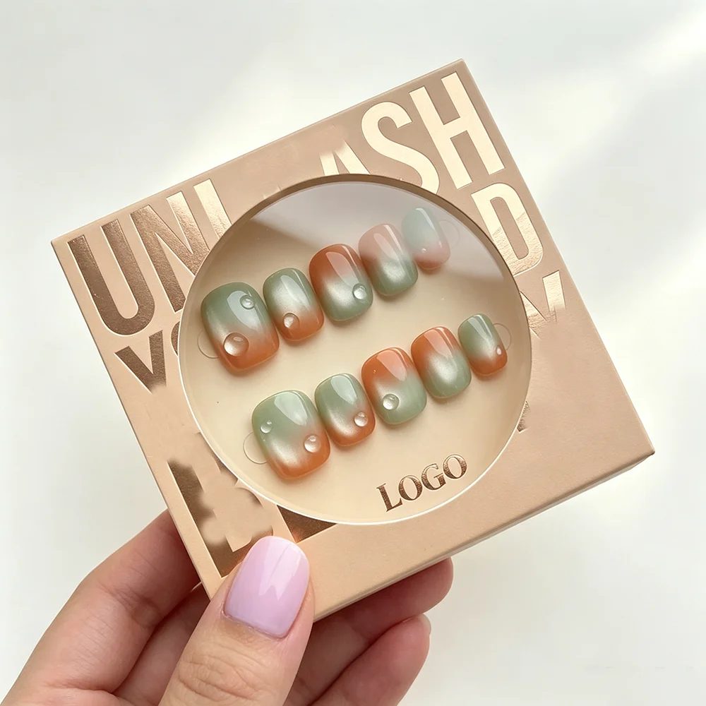 Custom Logo Cardboard Perfume & Blush Press On Nails Gift