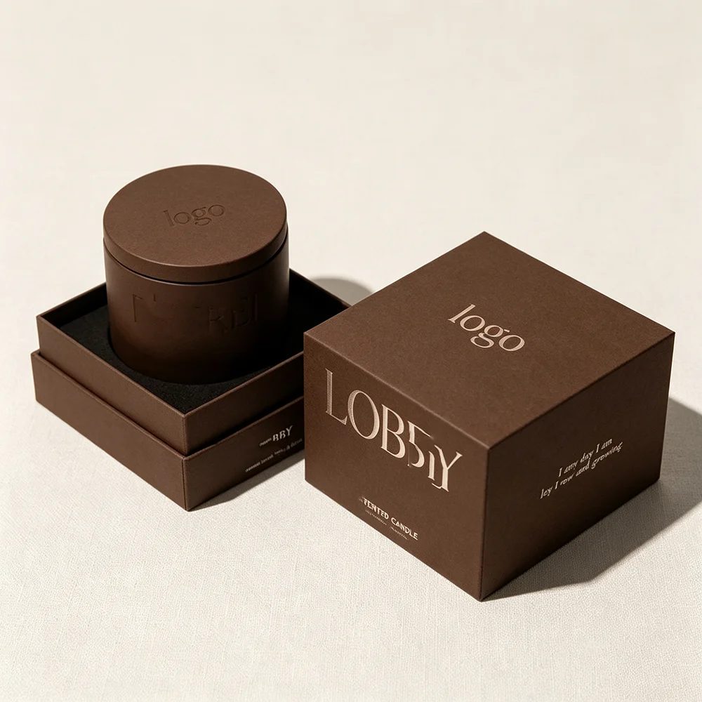 Custom Logo 2-piece Rigid Cardboard Candle Box Storage Gift Set