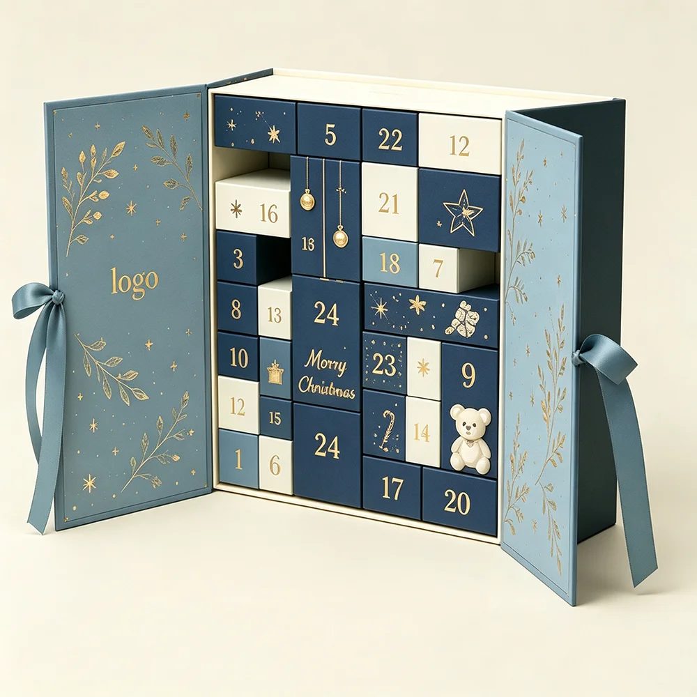 Custom Luxury Cardboard Christmas Gift Packaging Advent Calendar Box