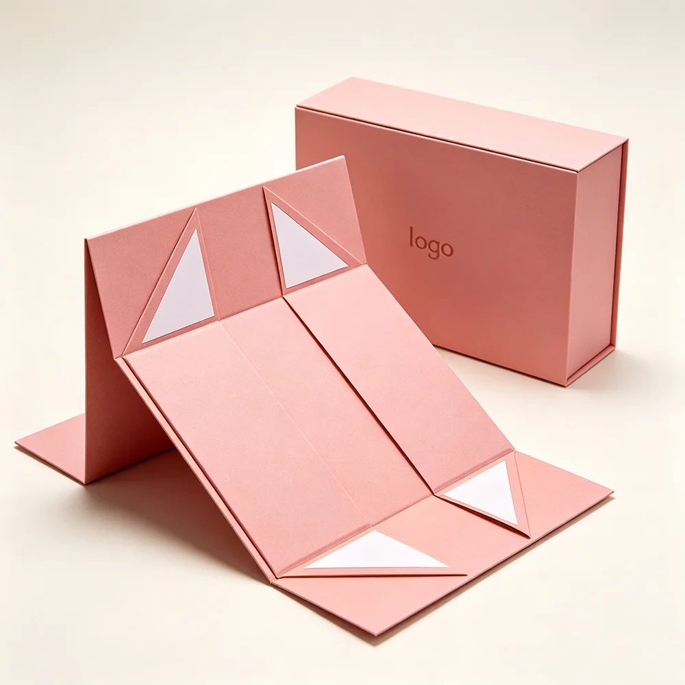 Custom Logo Size Ribbon Folding Box Pink Gift Paper Boxes