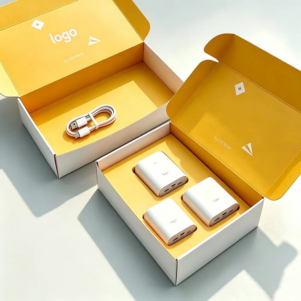 Custom Logo Double-sided Printed Power Bank Cables Mailer Box