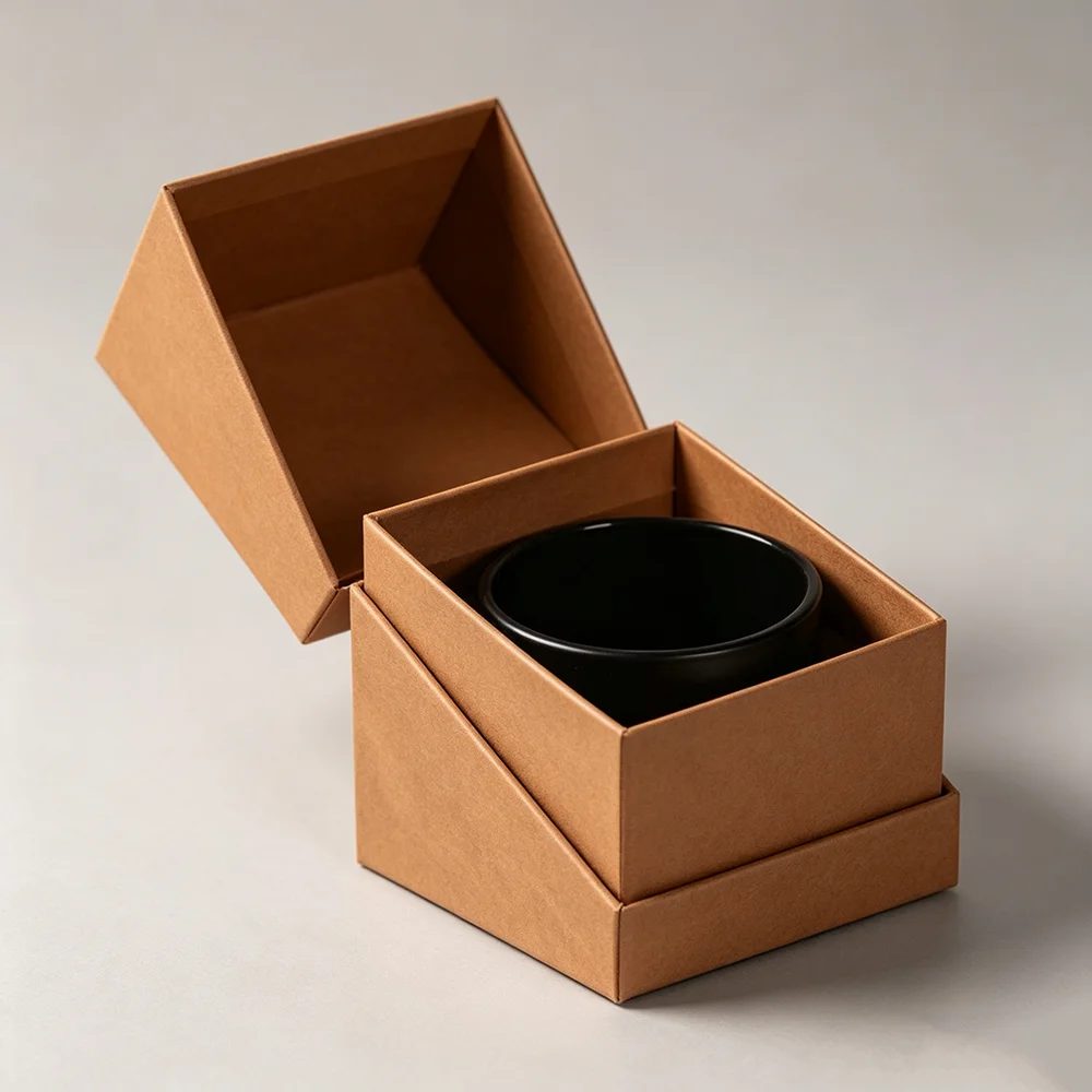 Custom Brown Rigid Cardboard Luxury Candle Jar Magnetic Closure Box