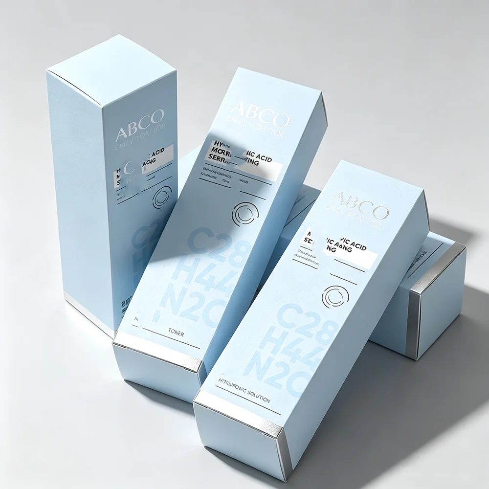 Custom Blue Art Paper Face Cream Skincare Serum Cosmetic Packaging