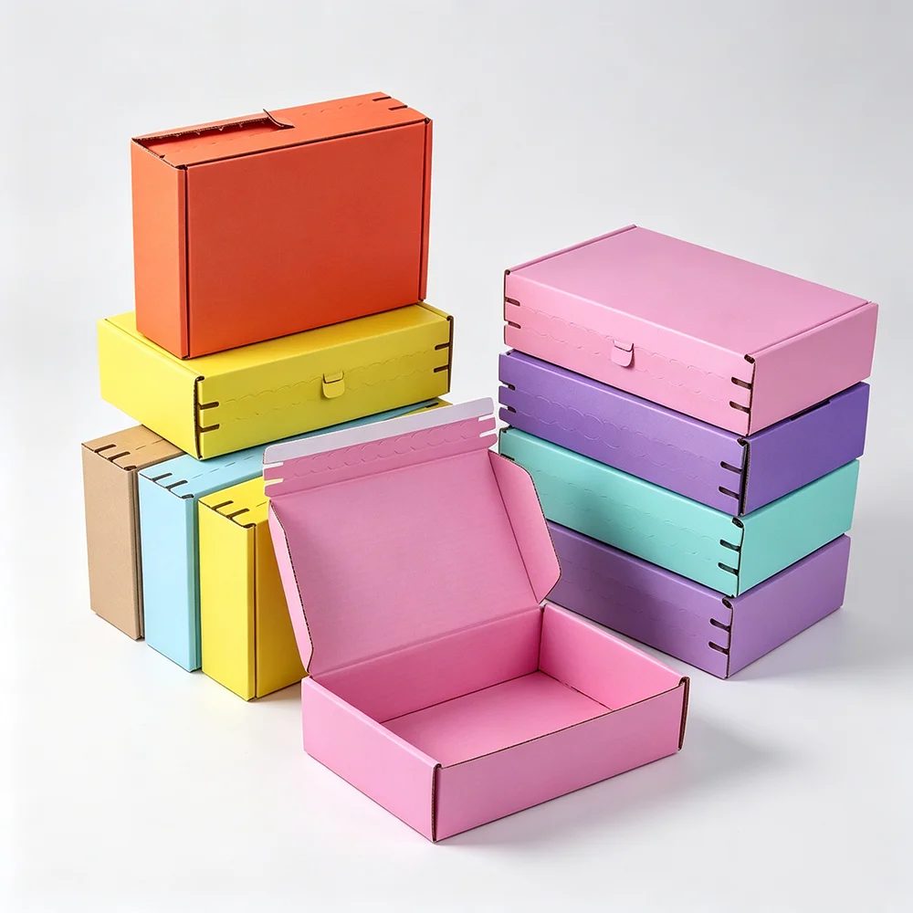 Size Logo Pink Mailing Shipping Paper Cardboard Corrugated Packaging Boxes
