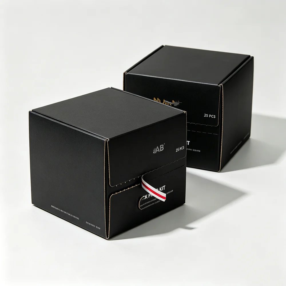 Custom Logo Recycled Materials Zipper Tear Black Kraft Corrugated Self