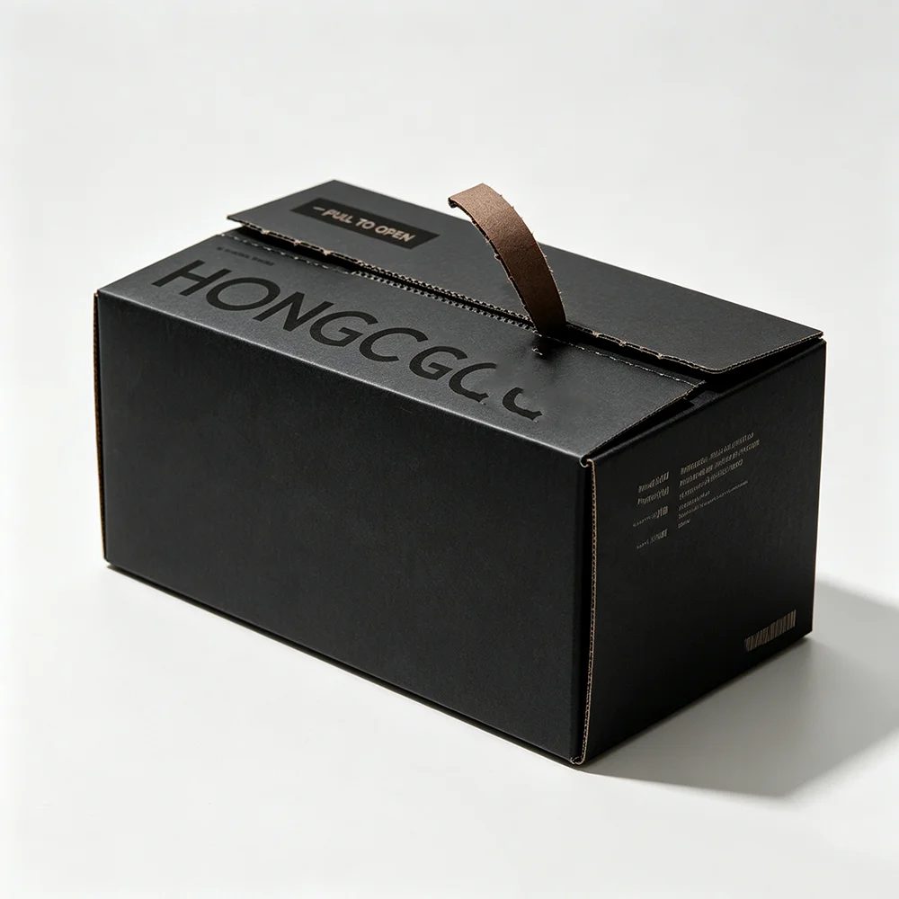 Custom Logo Printed Kraft Corrugated Foldable Black Mailer Gift Box