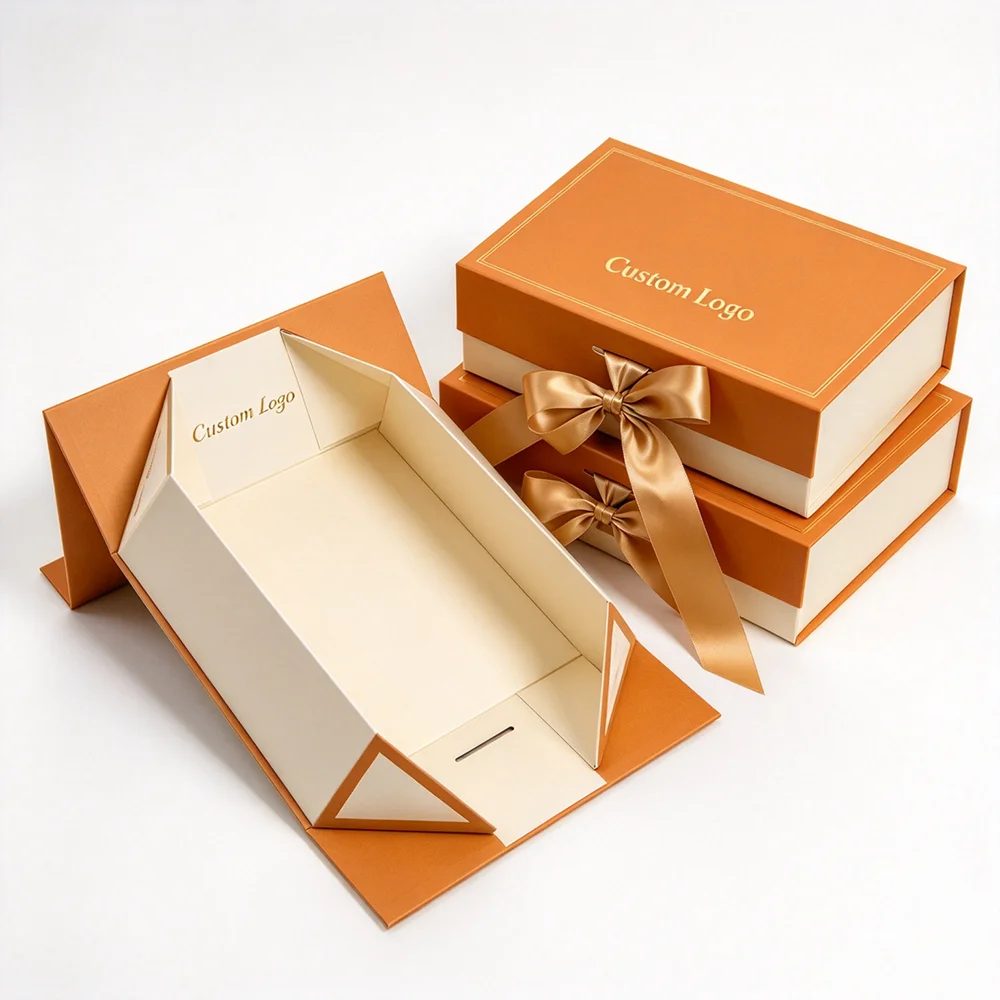 Custom Logo Luxury Magnetic Closure Foldable Rigid Paperboard Gift Box