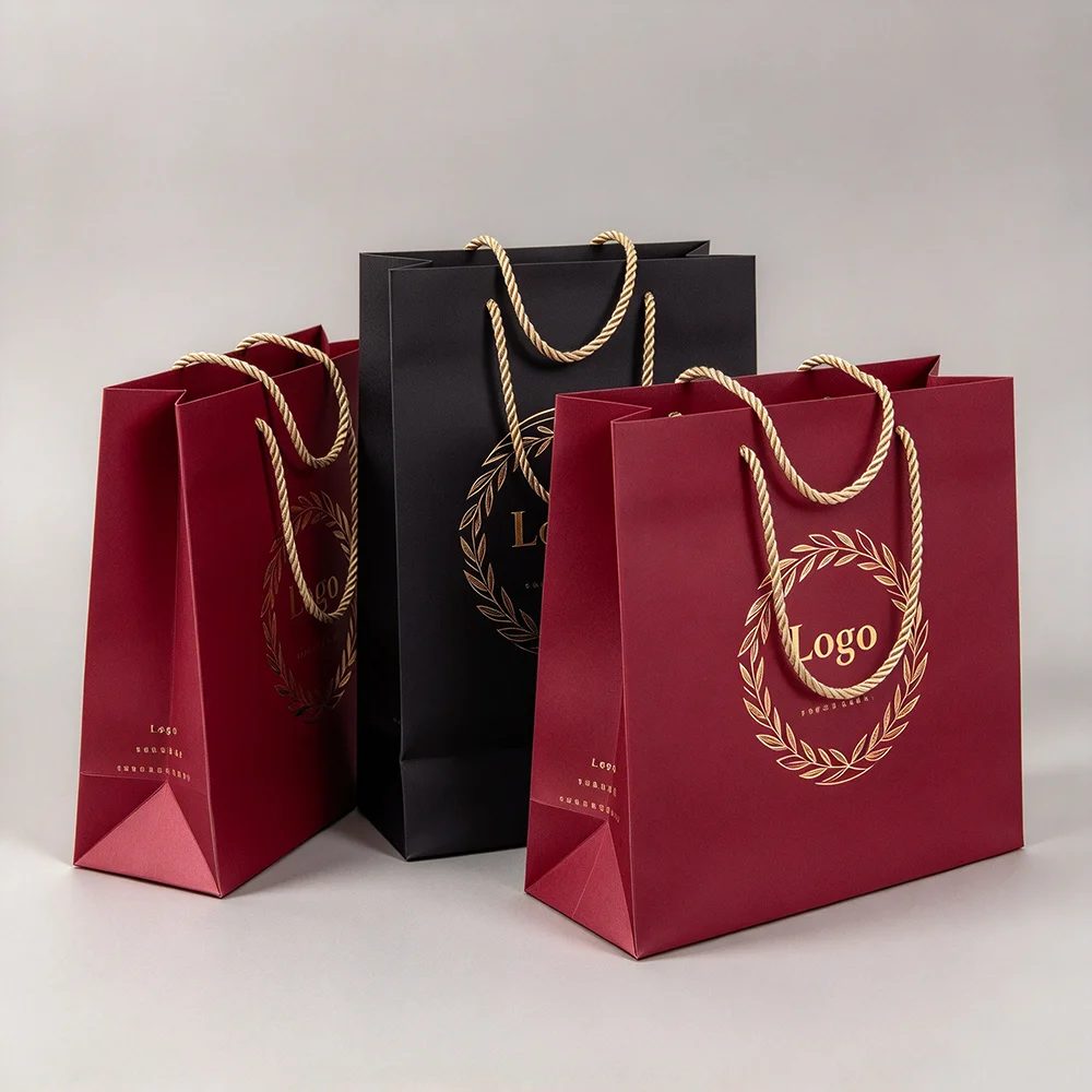Custom Logo White Paper Gift Bags