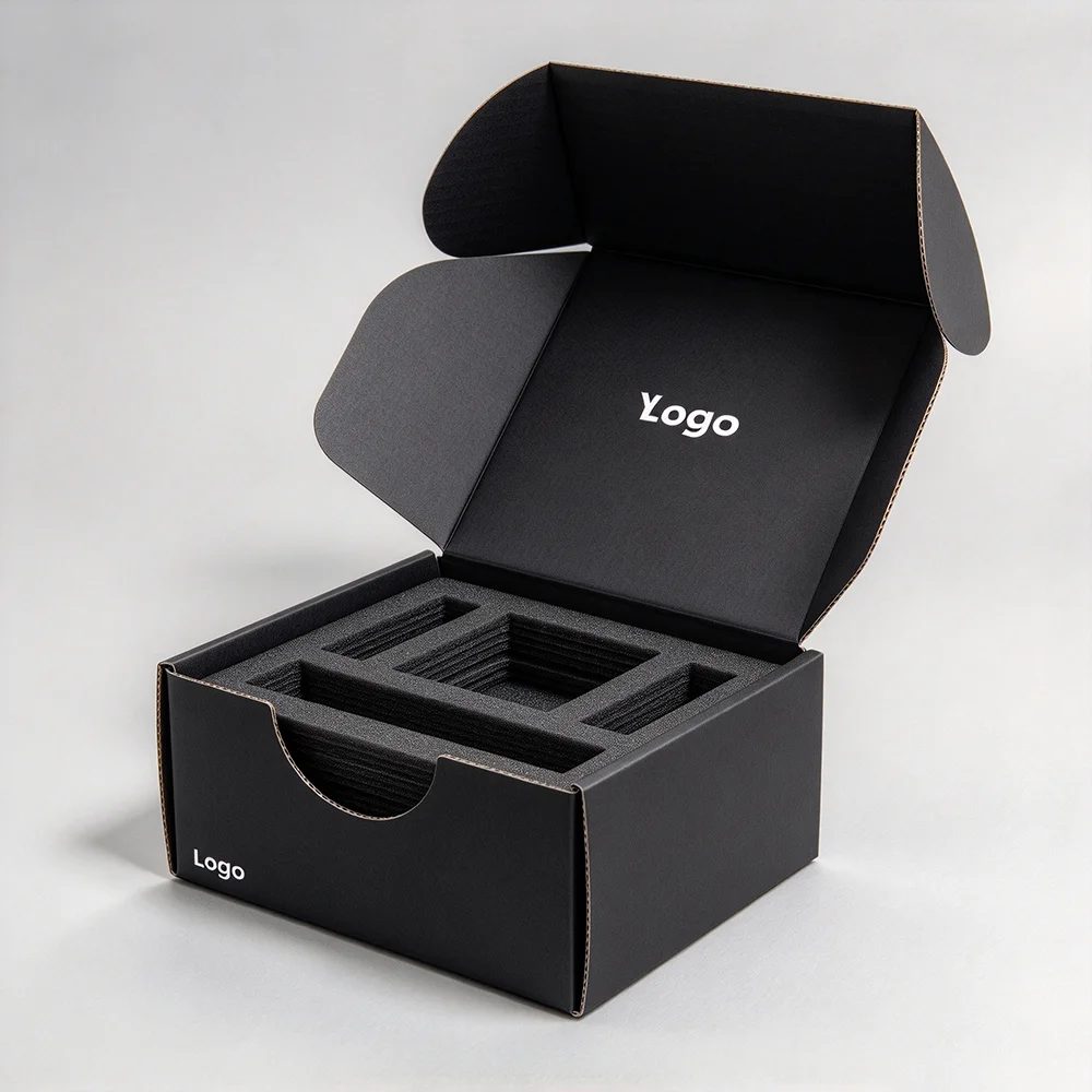Custom Kraft Paper Cosmetic Mailing Box Black Pink Corrugated Packaging
