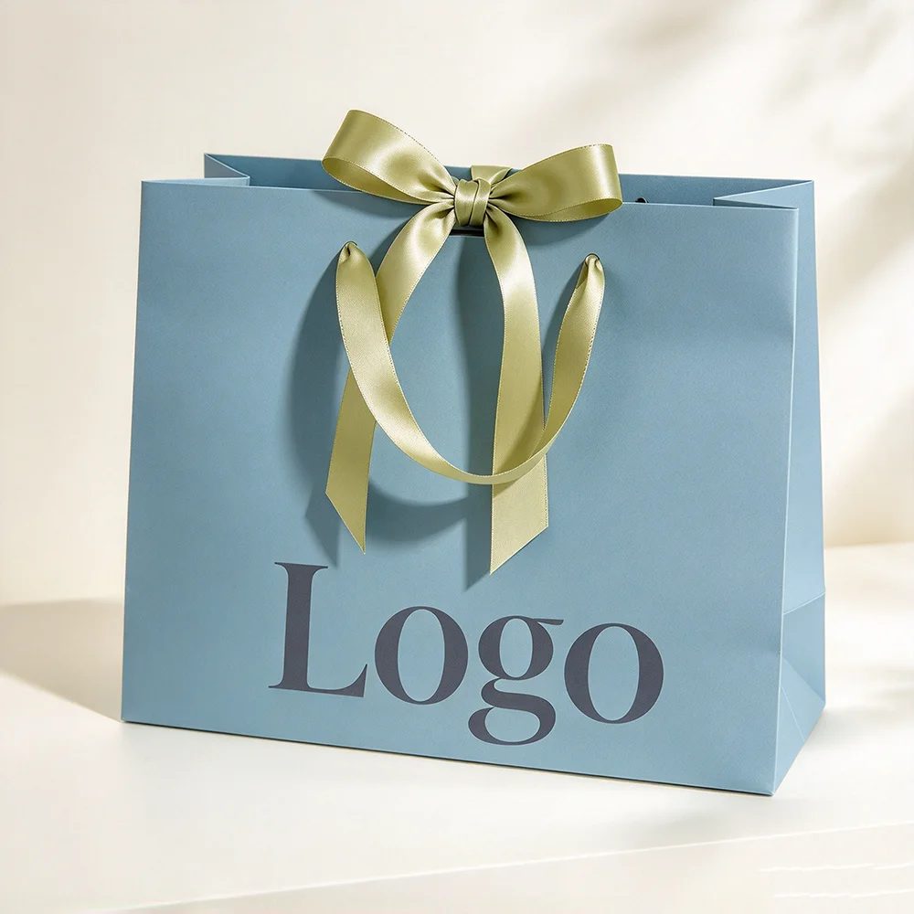 Custom Logo Printed White Paper Gift Bags