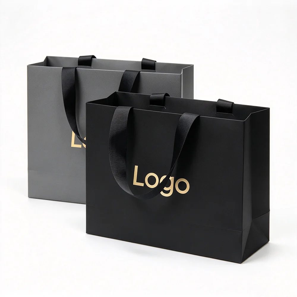 Custom Logo Matte Paperboard Gift Bags Rectangle Packaging