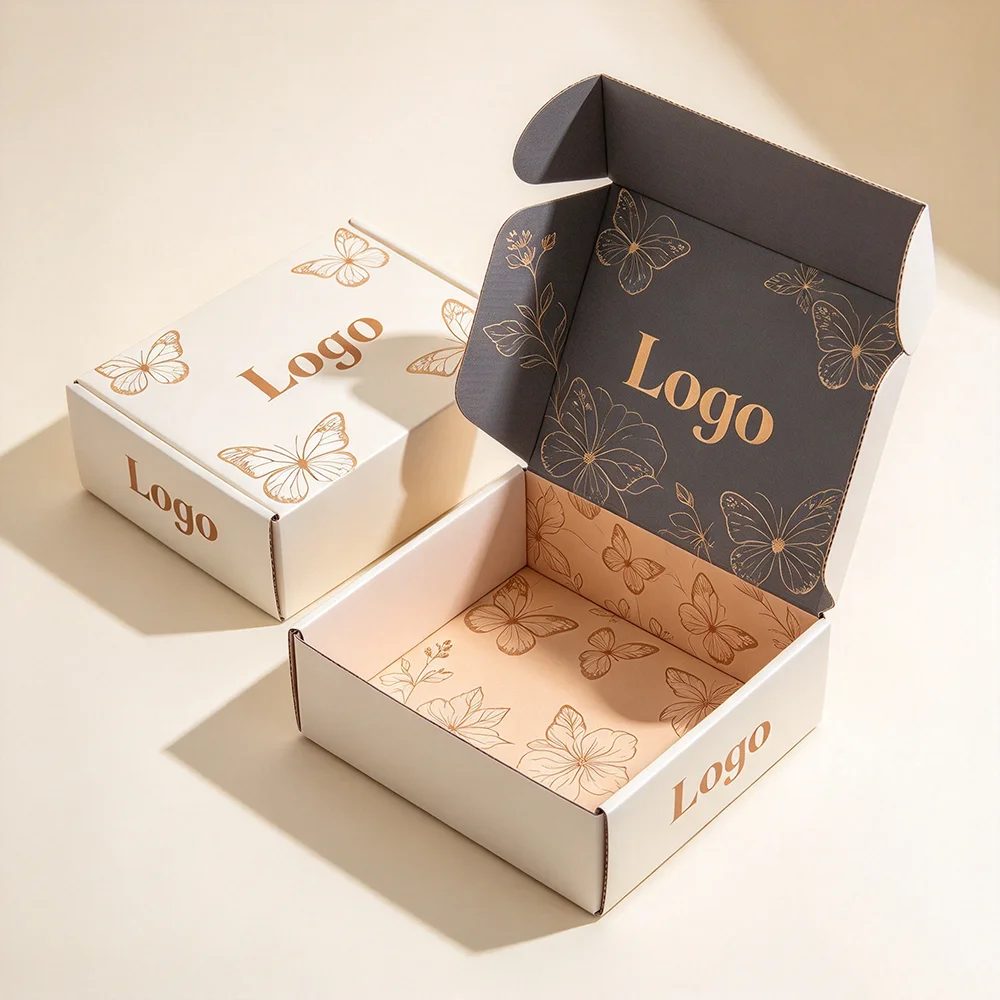Custom Hot Stamped Logo Corrugated Kraft Paper Box Gift Packaging