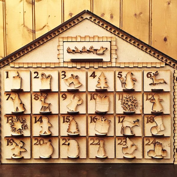 FunnyPuzzleUSA 24 Days Christmas Countdown Advent Calendar, House Ornament