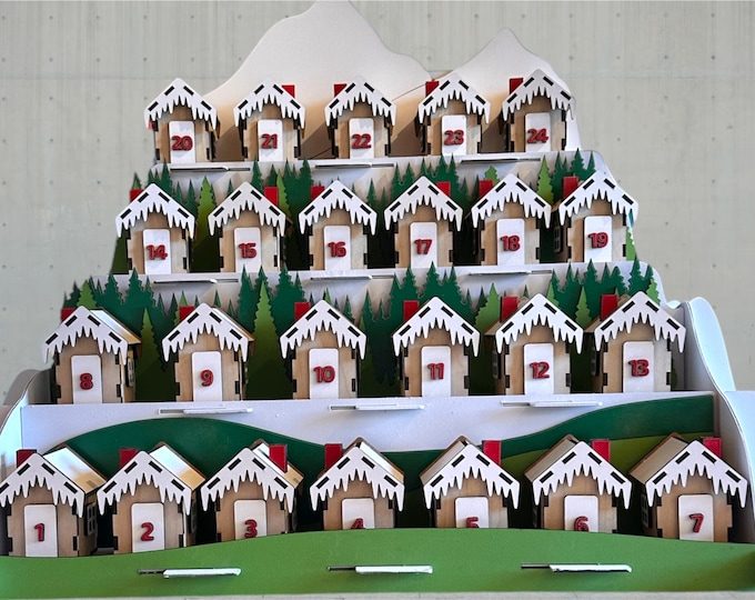 StephfieCreation Calendrier de l'Avent en Bois à Remplir | Christmas Village